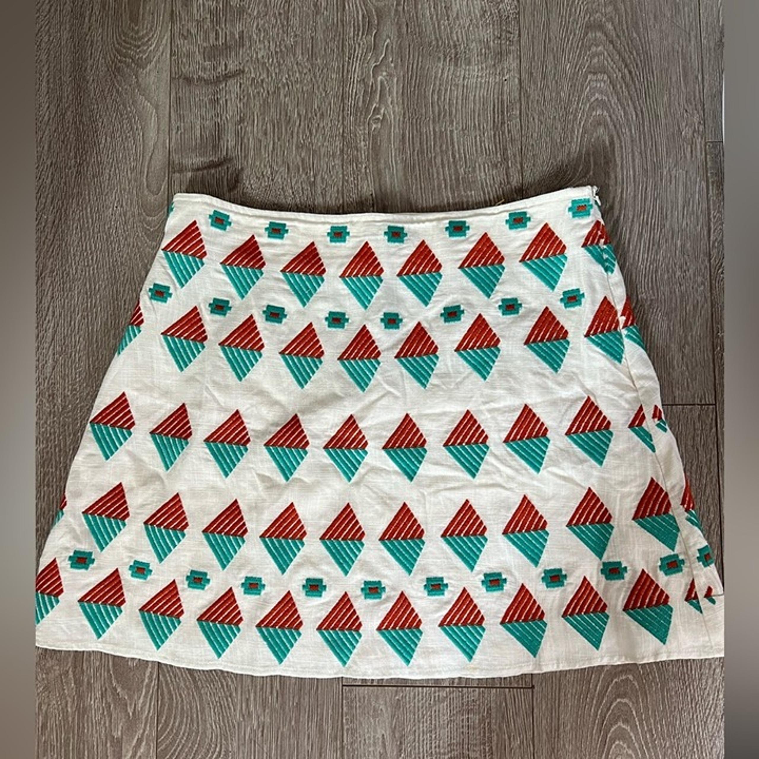 Boho embroideried linen blend mini skirt - THML - Size M