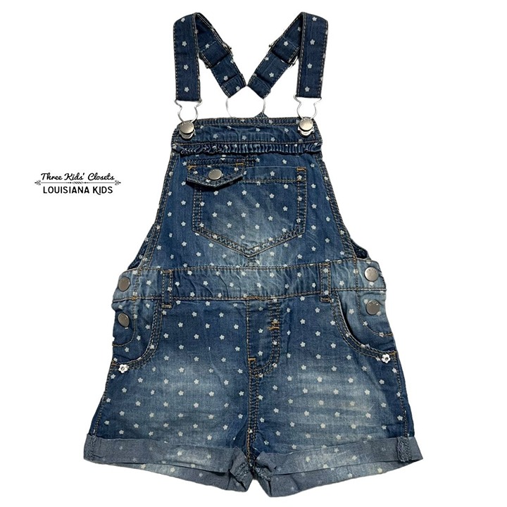 Mayoral 2Y Chambray Floral Star Overalls Shortall