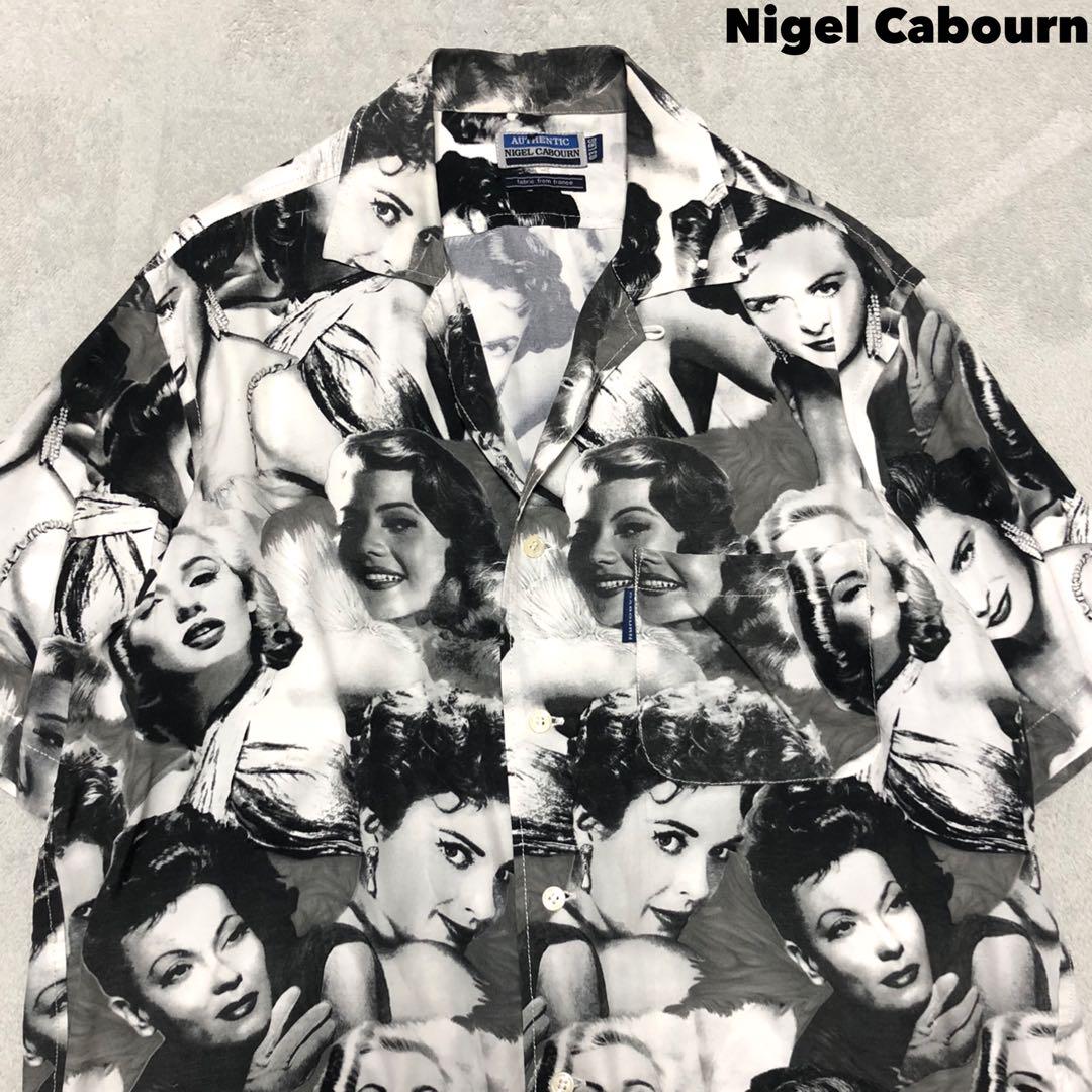 Nigel Cabourn Aloha Shirt, Open Collar, Hundred Tigers, Marilyn Monroe, All-Over Print