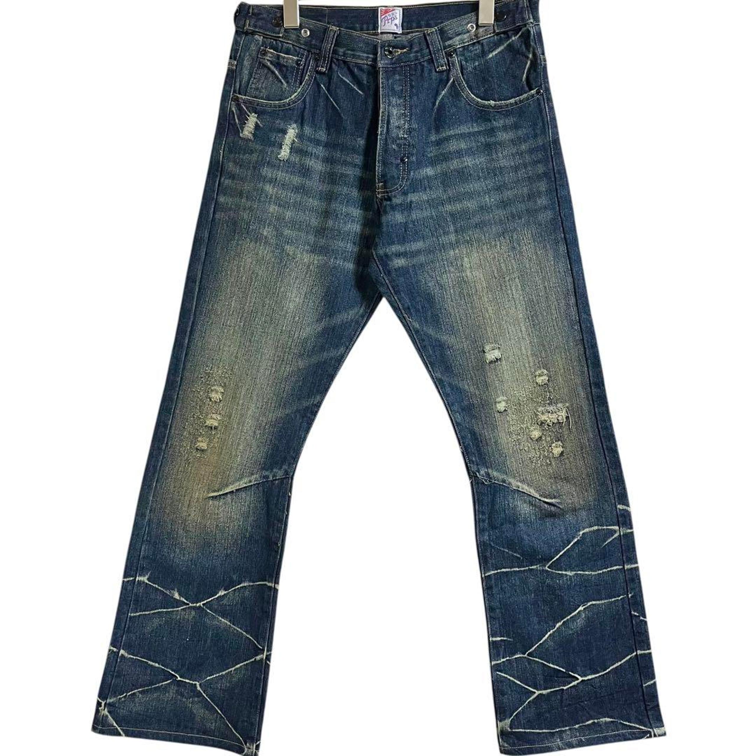 Prps Denim Pants Flare Damaged Jeans Purple Product Line Tagged 30