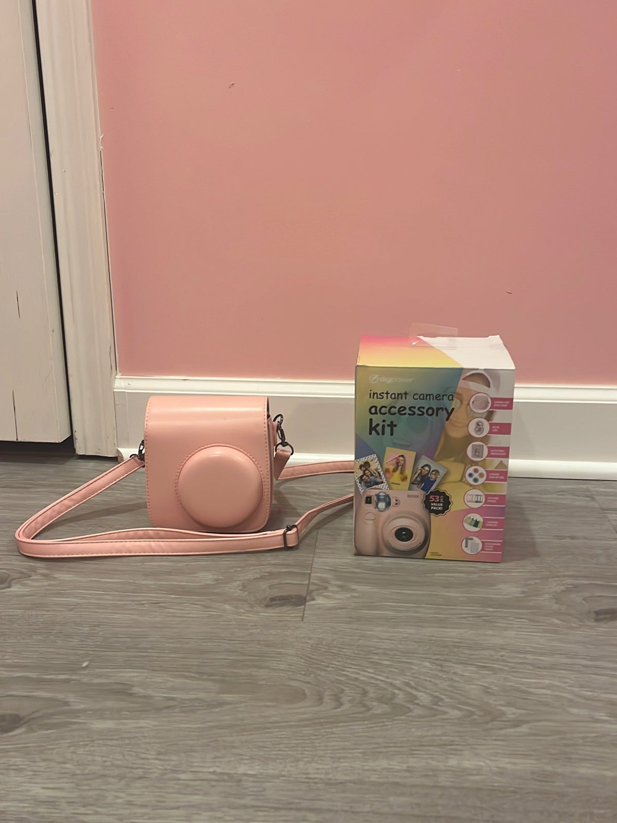 Pink Polaroid camera with instant camera accessory kit BATTERIES INCLUDED
