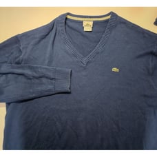 Lacoste Mens Sweater 3XL Blue Long Sleeve V-Neck Cotton Stretch Crocodile Logo
