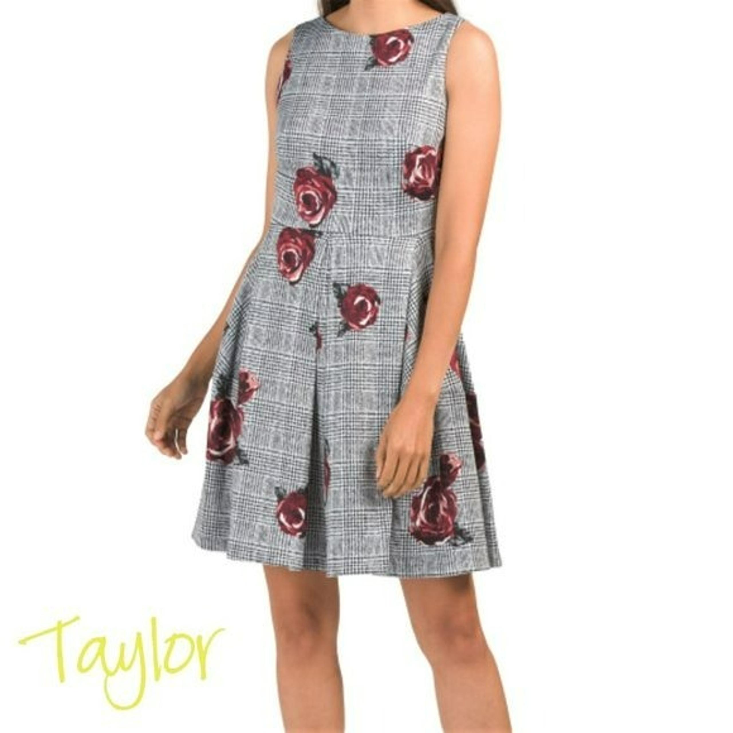 NWT TAYLOR Floral Print Fit & Flare Pleated Mini Dress