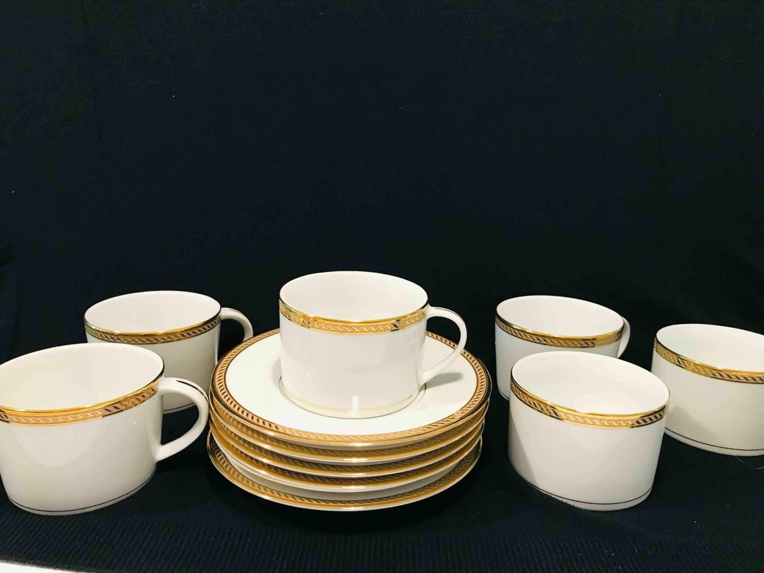 Gorham Warwick Gold Set of 12 Saucers & Cups Serving for 6 Persons. Beautiful