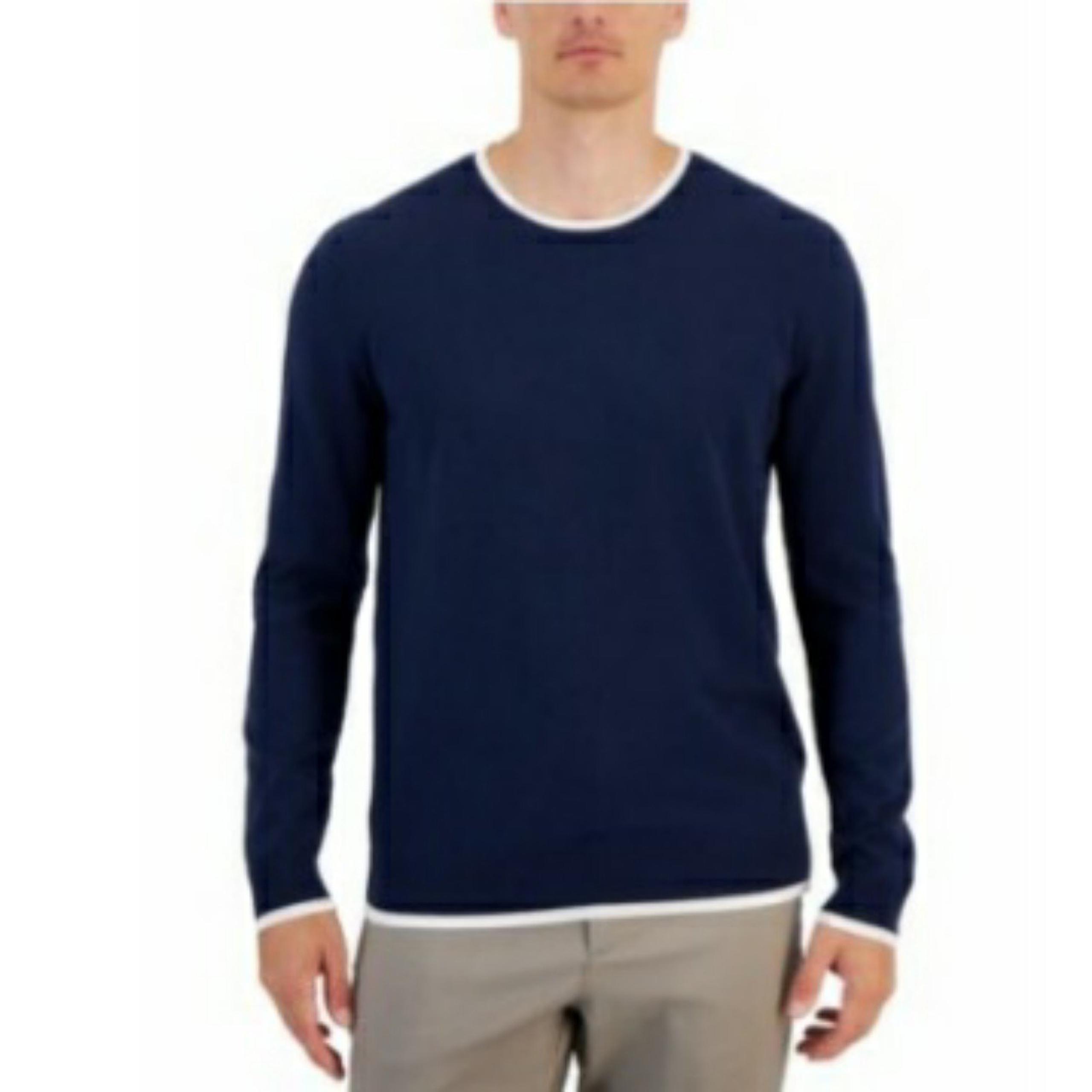 Men's Alfani Contrast Edge Crewneck Sweater