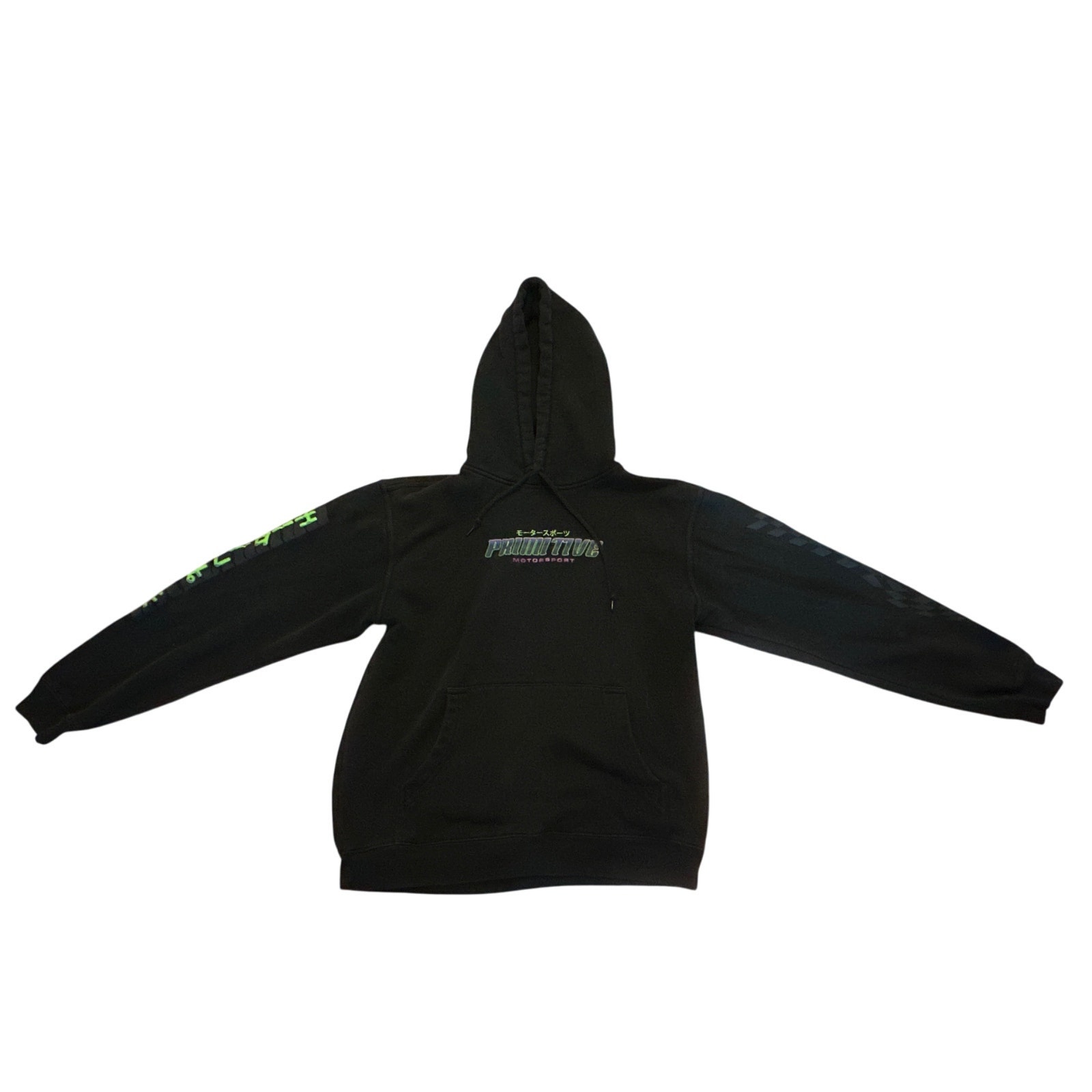 Men M Japanese Primitive Motorsport Black Sweatshirt Hooded Race Car Pullover