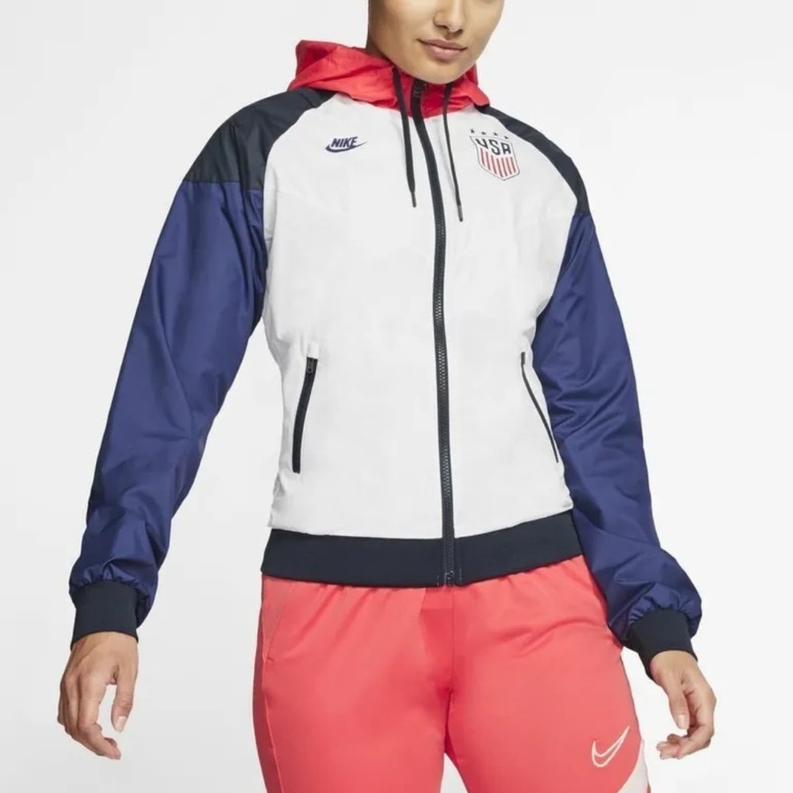 Nike Team USA Soccer Windrunner Jacket in Red White Blue Zip Up Women's Small