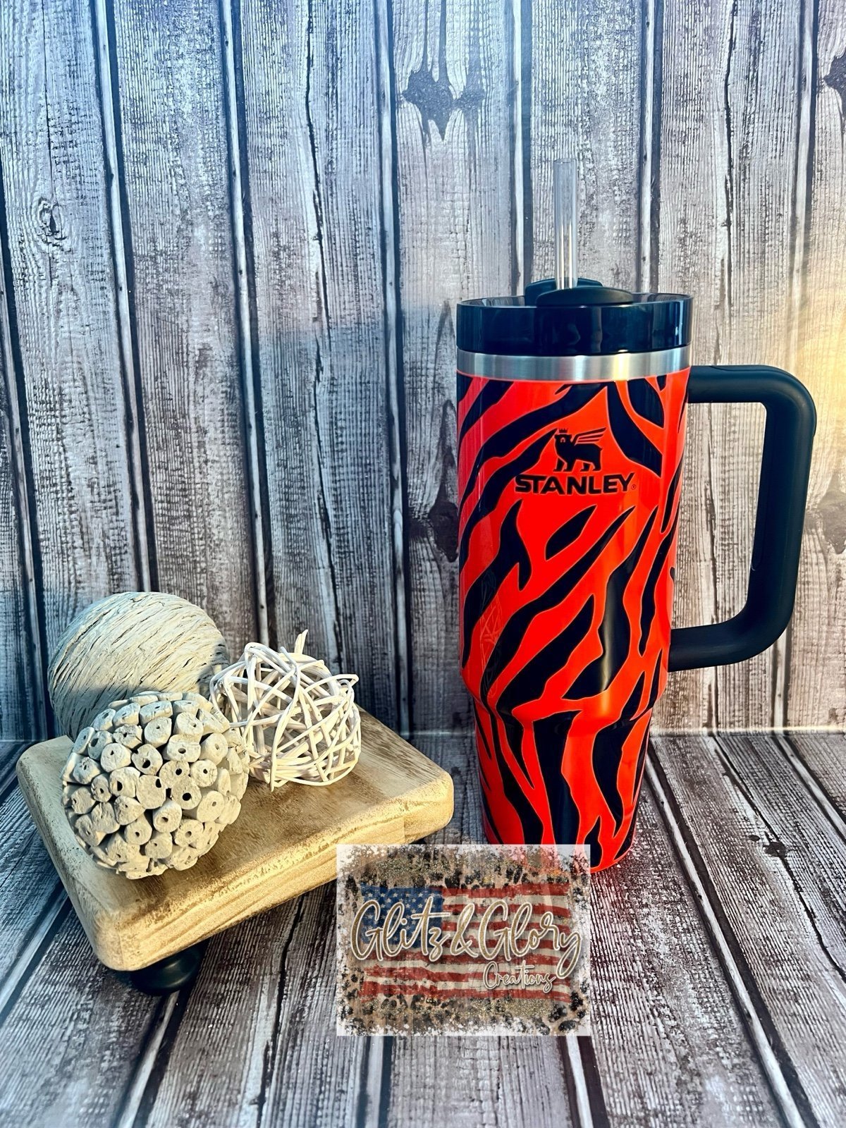 30 oz. Stanley Neon Orange Zebra Print Tumbler
