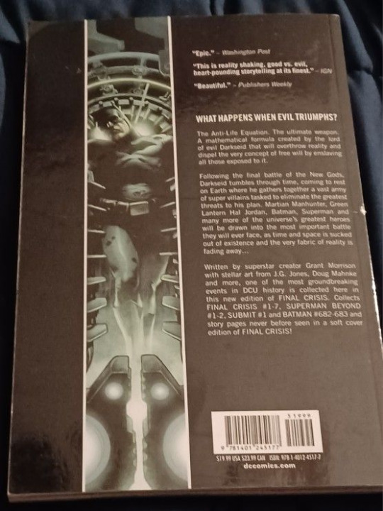 Superman Paperback Final Crisis Comic DC Superhero Morrison Jones - detail