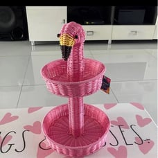 2 tier Flamingo Wicker Basket !