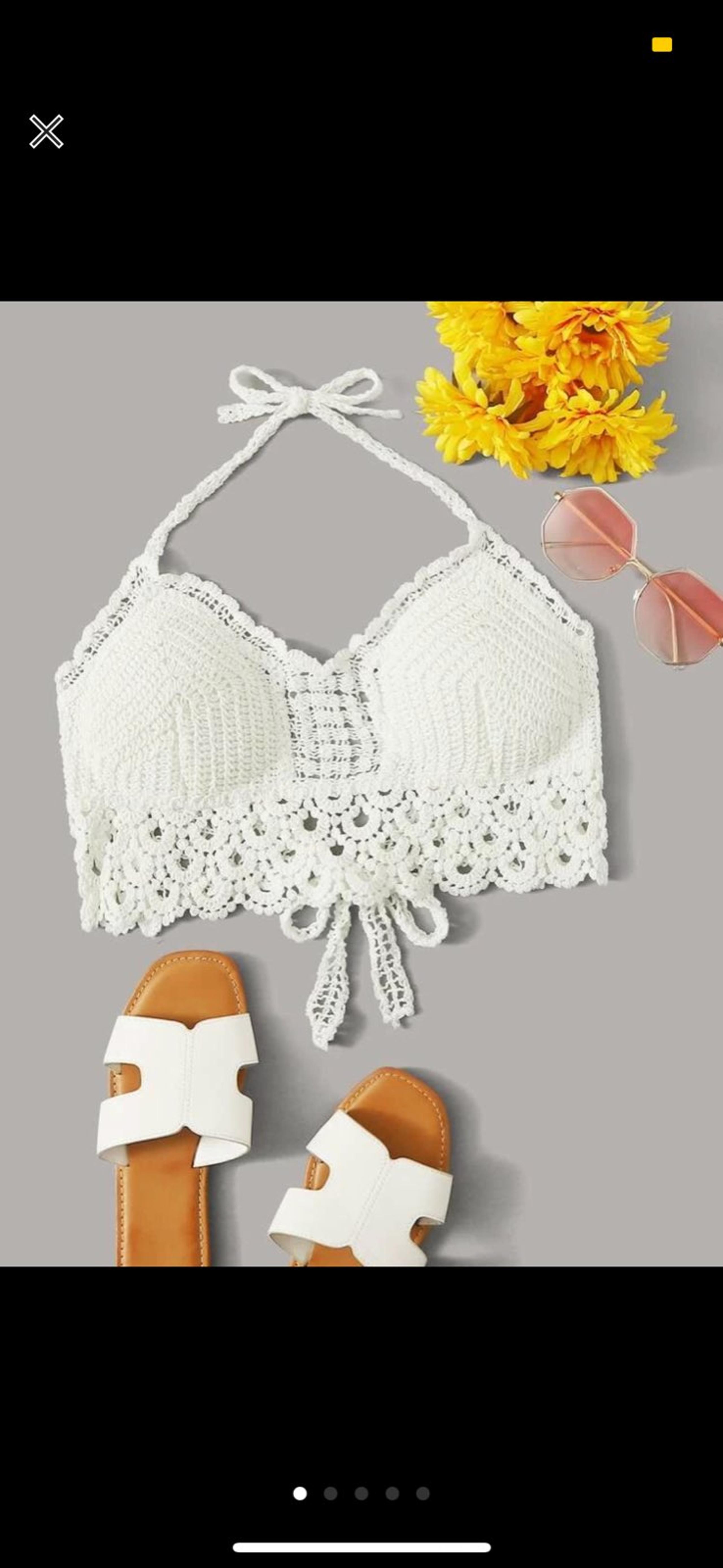 Crochet Scalloped Cropped Halter Top