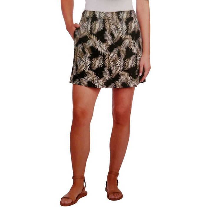 Ellen Tracy Small Skort Linen Blend Skirt Shorts Tropical Elastic Waist Pull-on