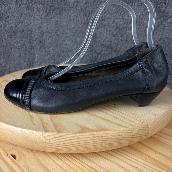 AGL Attilio Giusti Leombruni Leather Pumps Womens 7 Black Loafer Made in Italy