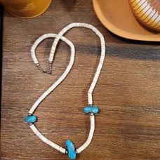 Vintage Heishi Beads and Turquoise Nugget Necklace