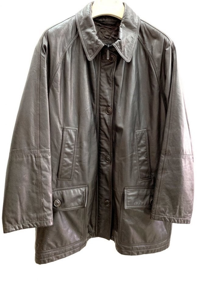 mens genuine leather jacket/coat brown