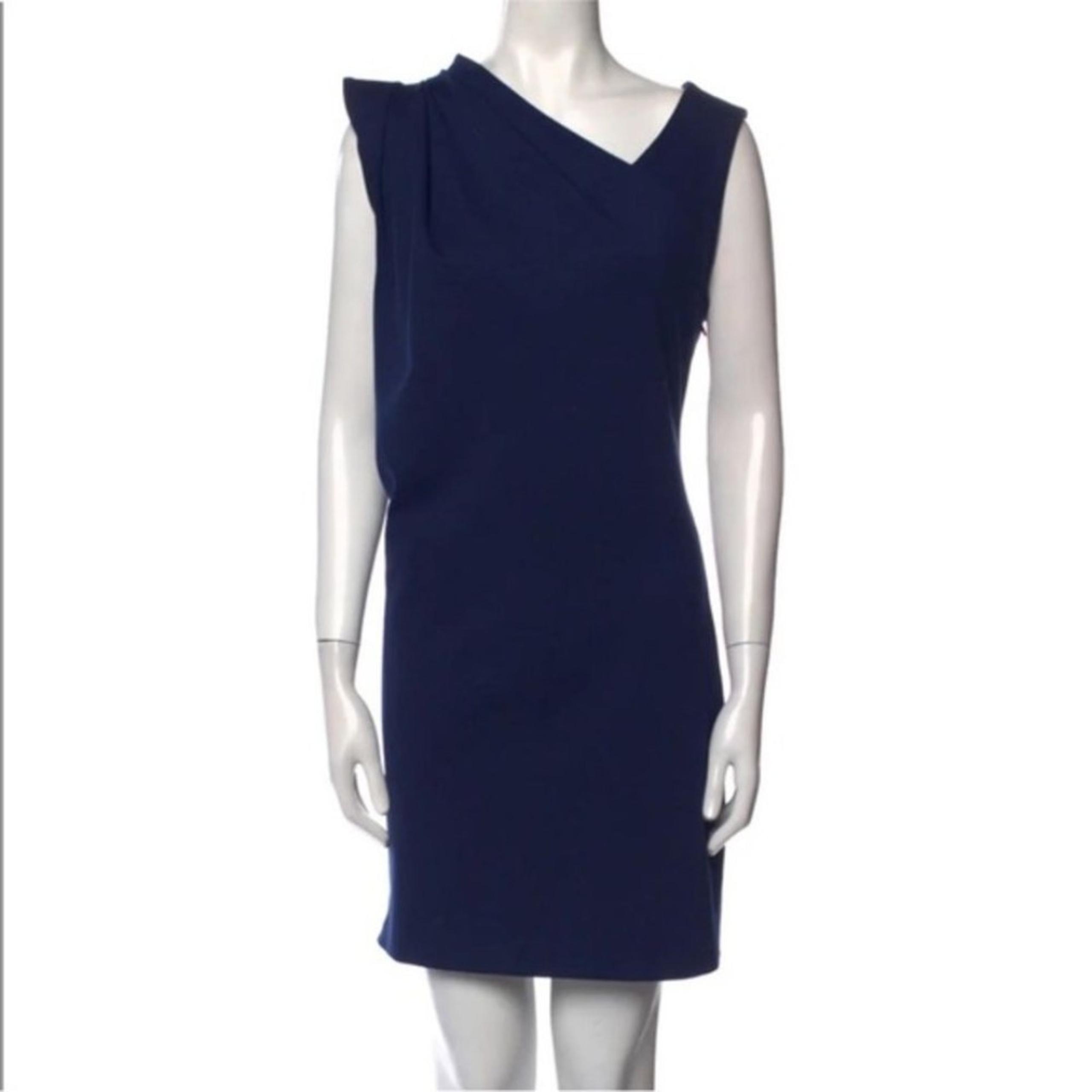 TED BAKER ASYMMETRICAL PONTE KNIT NAVY BLUE SLEEVELESS STRETCHY DRESS