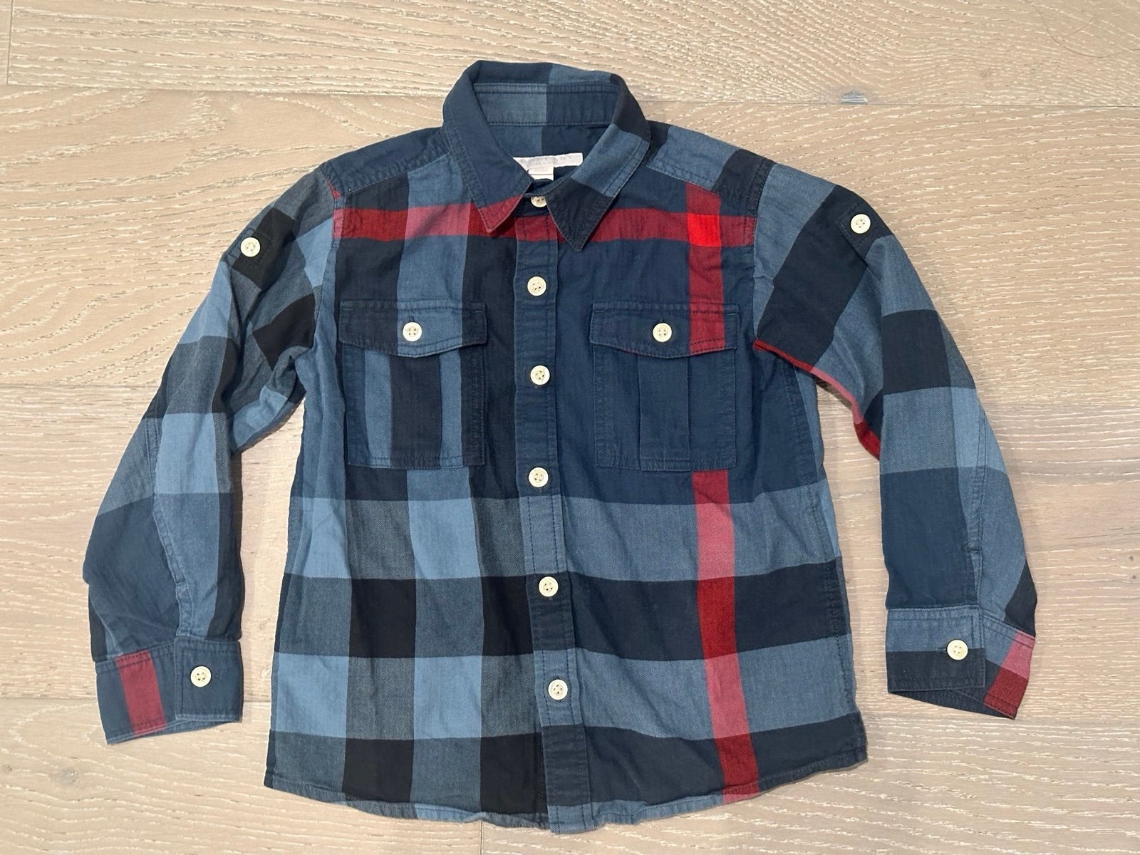 Burberry Boys Kids Blue Plaid Long Sleeve Shirt 3 4 5