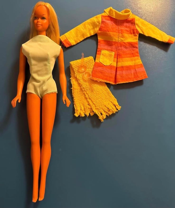 Vintage Malibu Barbie with Original Swimsuit Towel & Pink Sunglasses