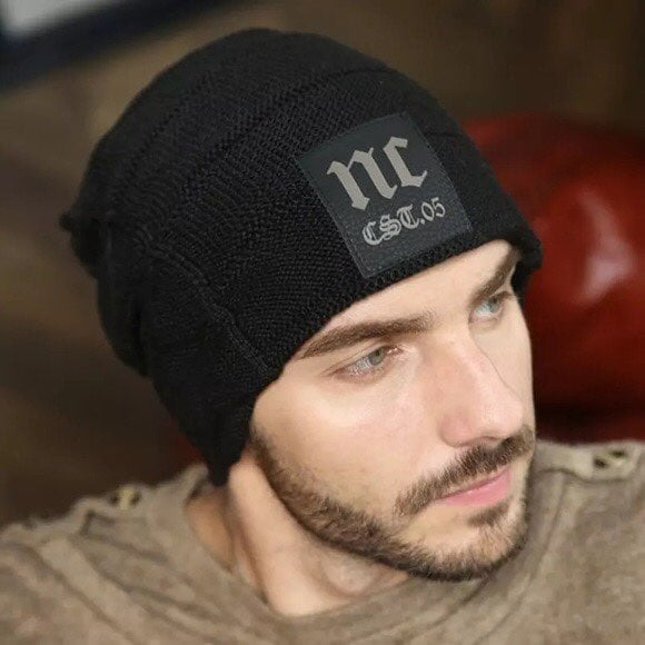 Soft Black Knit Fleece Lined Hip Hop Slouch Beanie