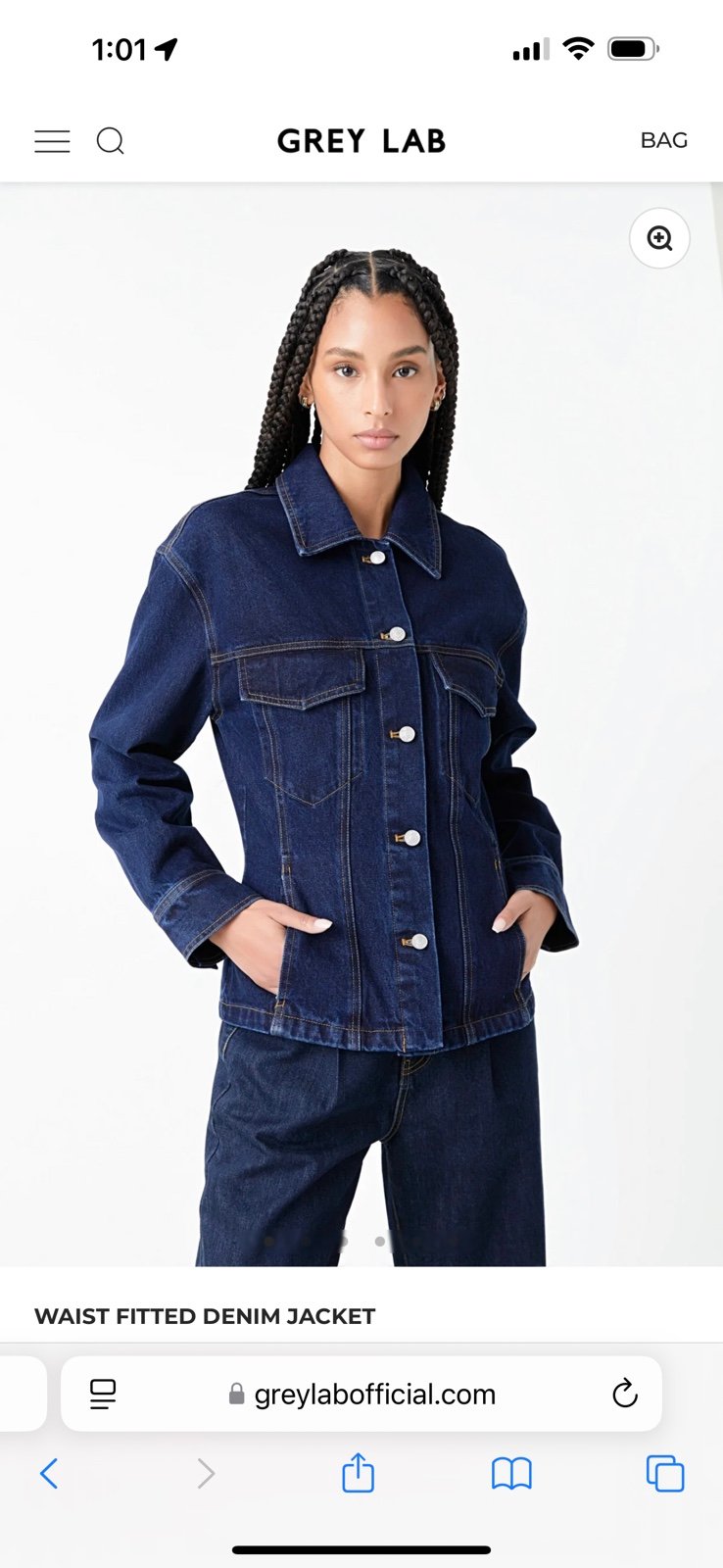 GREY LAB WAIST FITTED DENIM JACKET NWT SIZE SMALL