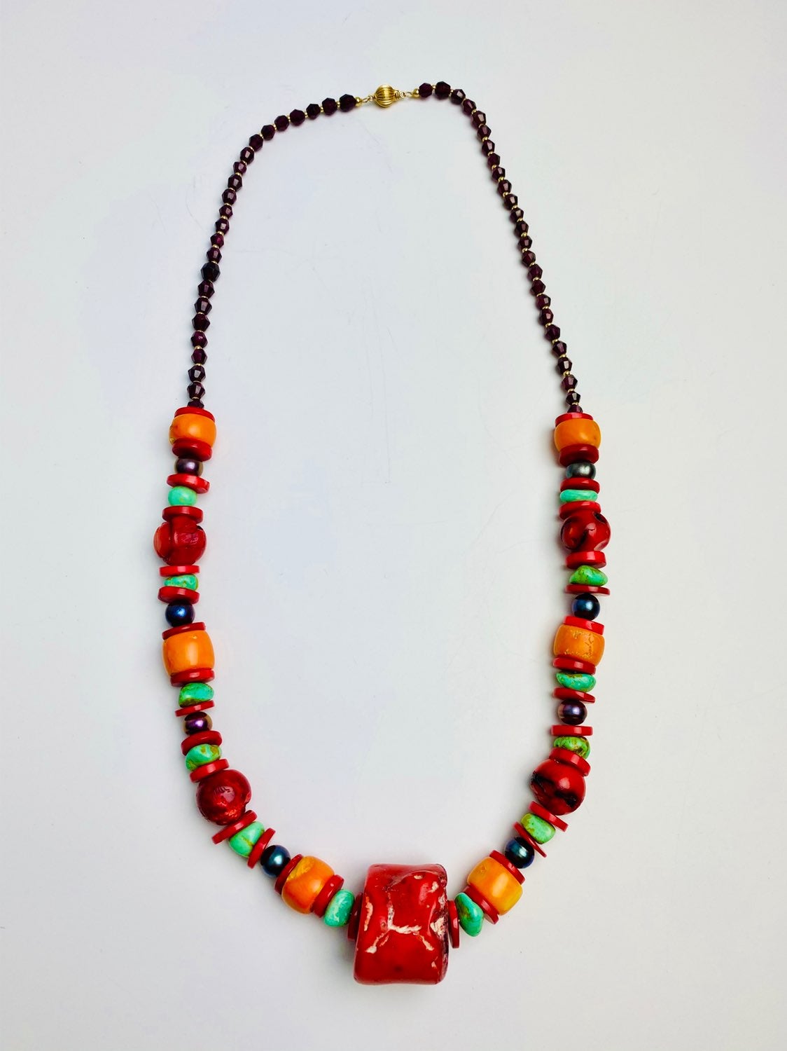 Antique coral necklace 14k clasp