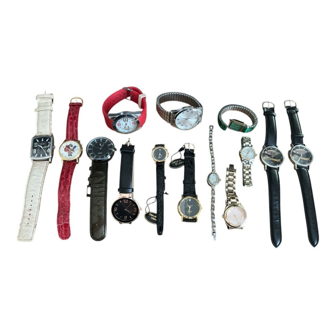 Lot Of 18 Fashion Watches Men's and Women's All Working Need Batteries READ