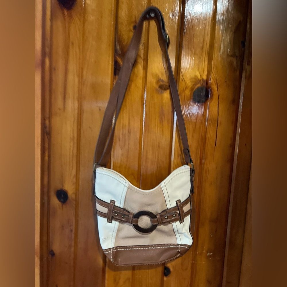 B.o.c Hobo Bag Shoulder Bag Buckle Accent Tan Cream Purse