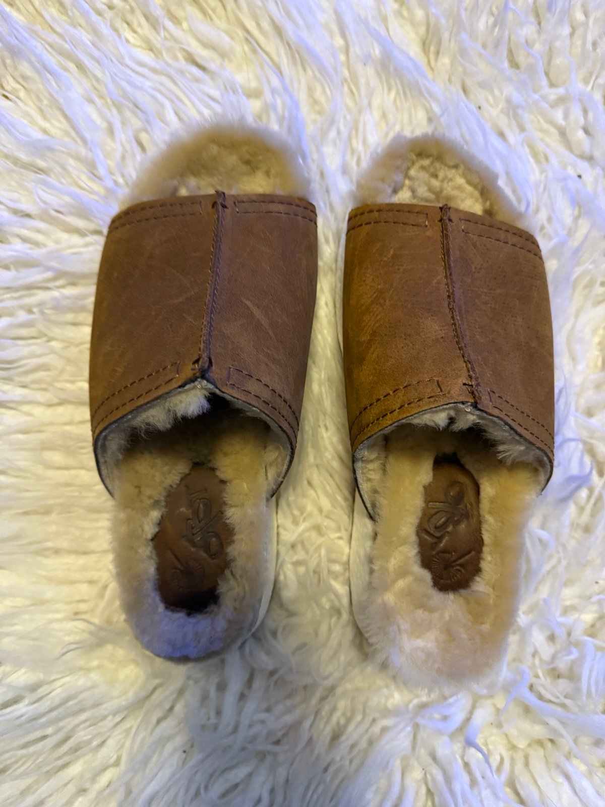 NEW - OtOt Shearling Cozy Wayside Leather Wedge Slides; Sz 7.5/8 (reg 100)