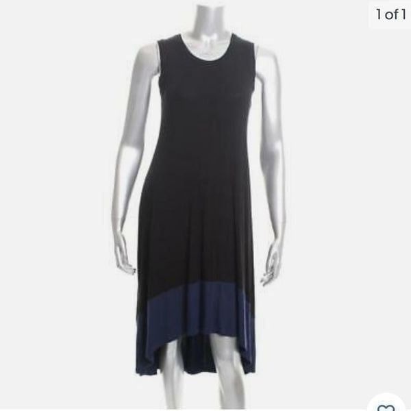 Women's Style Co Petite Color-blocked High-Low Navy Blue Sleeveless Dress size X