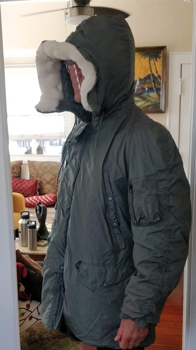 Vintage 70s N3B Hooded Parka Jacket Snorkel Hood Military USAF Men's Medium