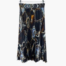 Fuzzi Accordion Pleated Midi Skirt Women 42 (US 6) Abstract Print Pull On Flowy