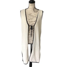 Calligraphie Women’s Sz M Open Front Longline Cardigan Vest Cotton Knit Y2K NWT