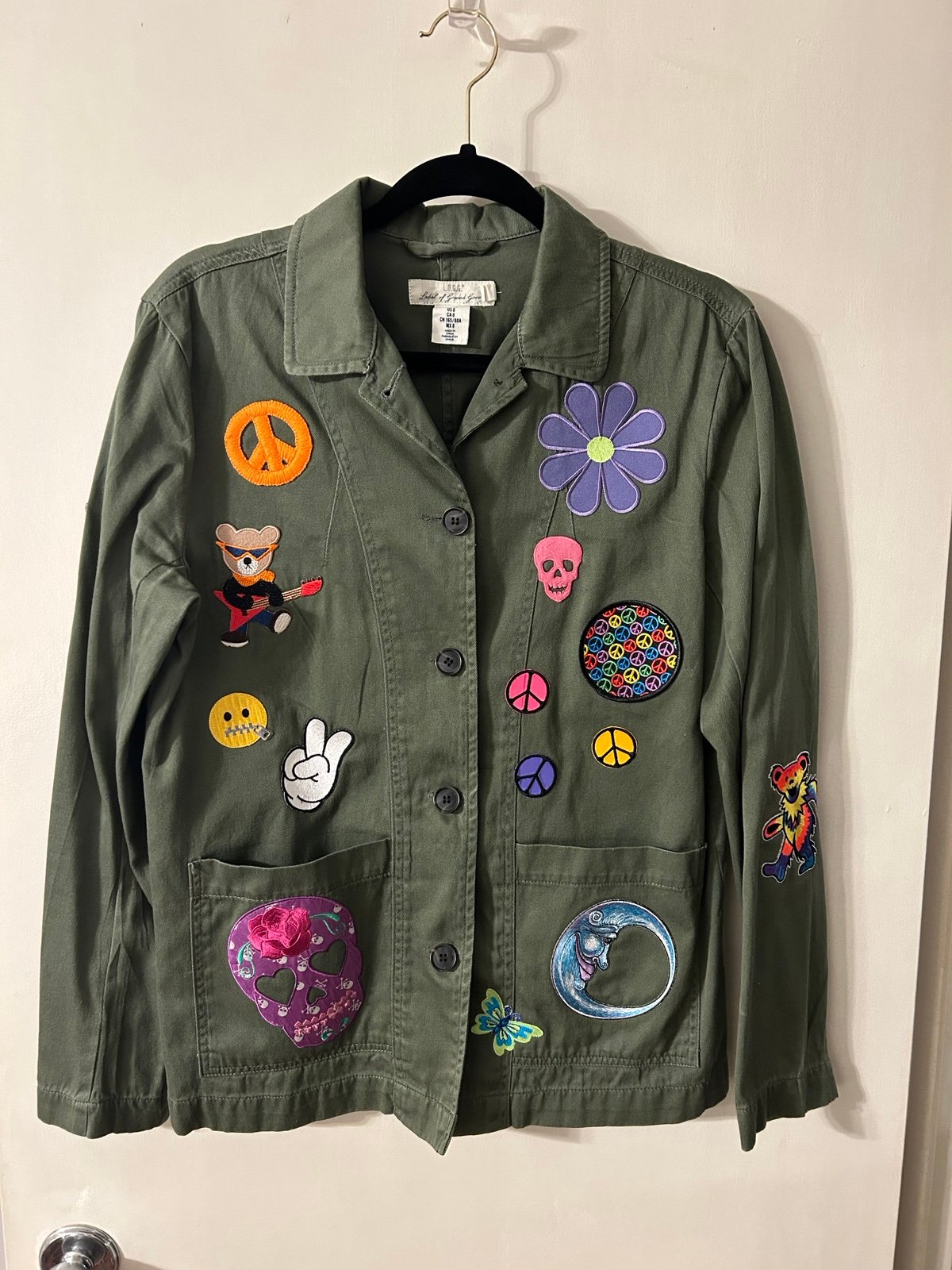 H&M L.O.G.G Grateful Dead Patchwork Jacket SO CUTE!! Size 8 OOAK