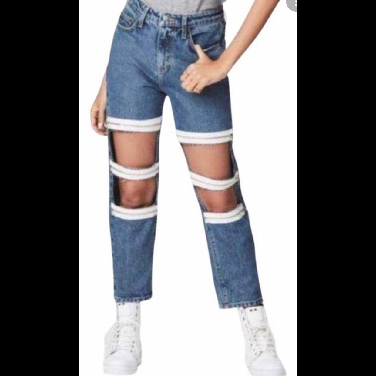 KanCan Zipper Cut Out Boyfriend Jeans