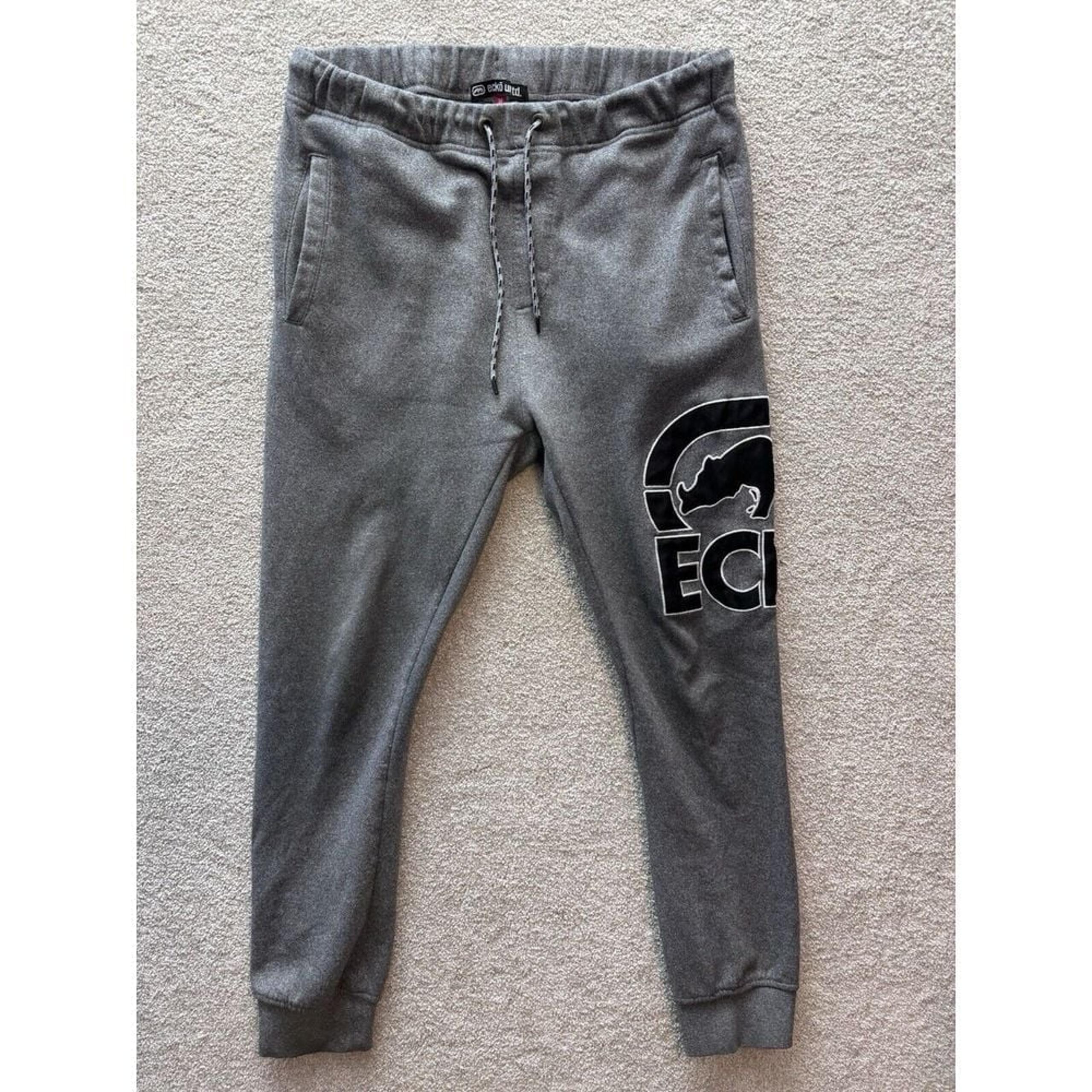 Vtg Ecko Unltd Jogger Sweatpants Mens Medium Gray Big Rhino Logo y2k Streetwear