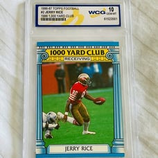 1986-87 TOPPS FOOTBAL #2 JERRY RICE ** 1986 1000 YARD CLUB. WCG 10 GEM MT.