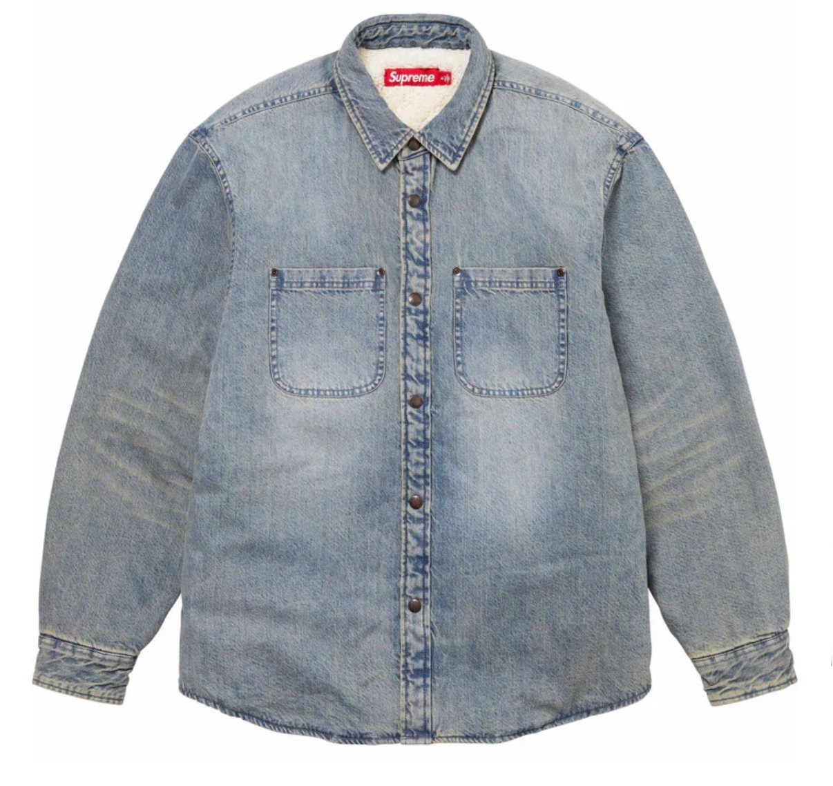 SUPREME Denim Faux shearling button up workman shirt