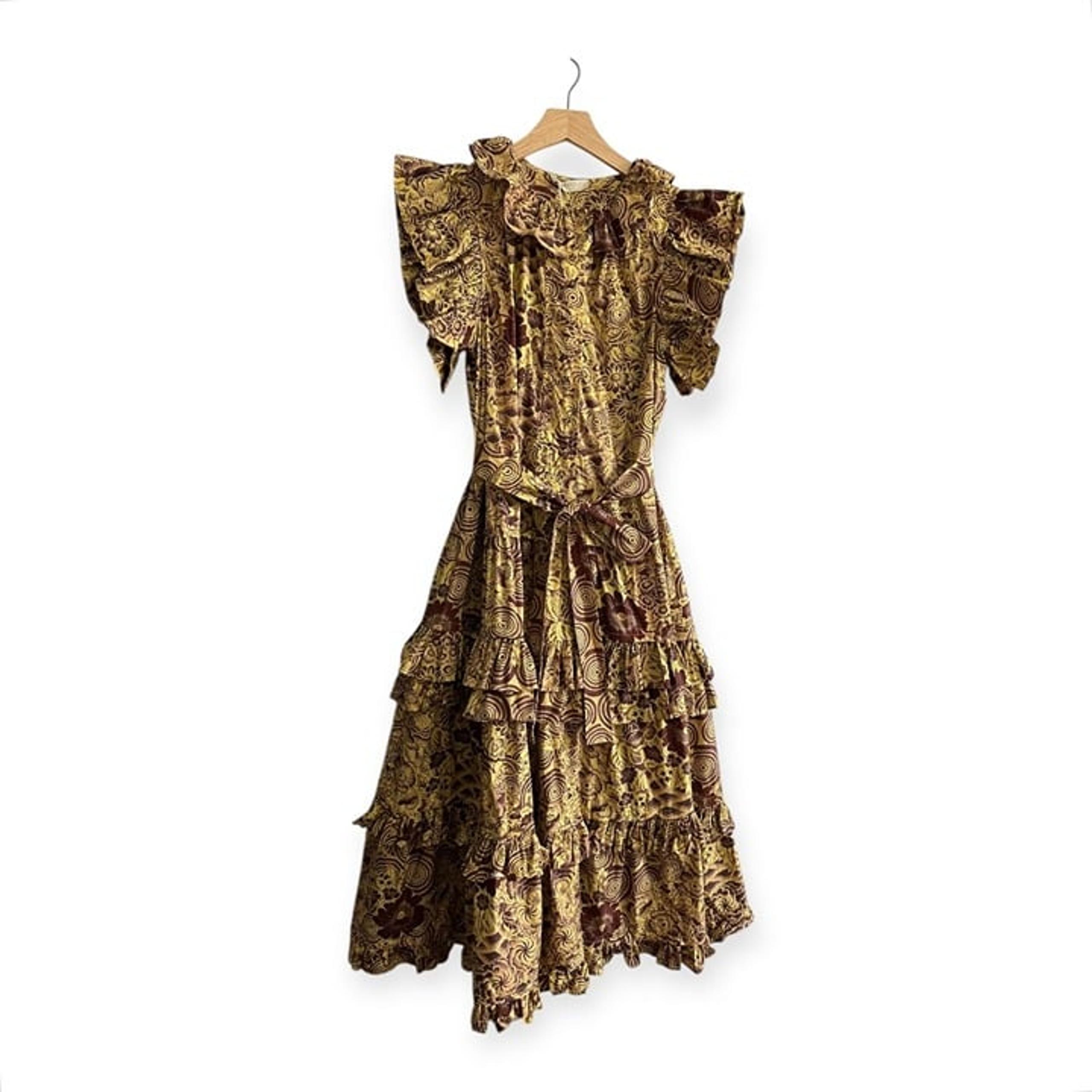 ULLA JOHNSON  Elsie Midi Dress, Amber  Size 6,