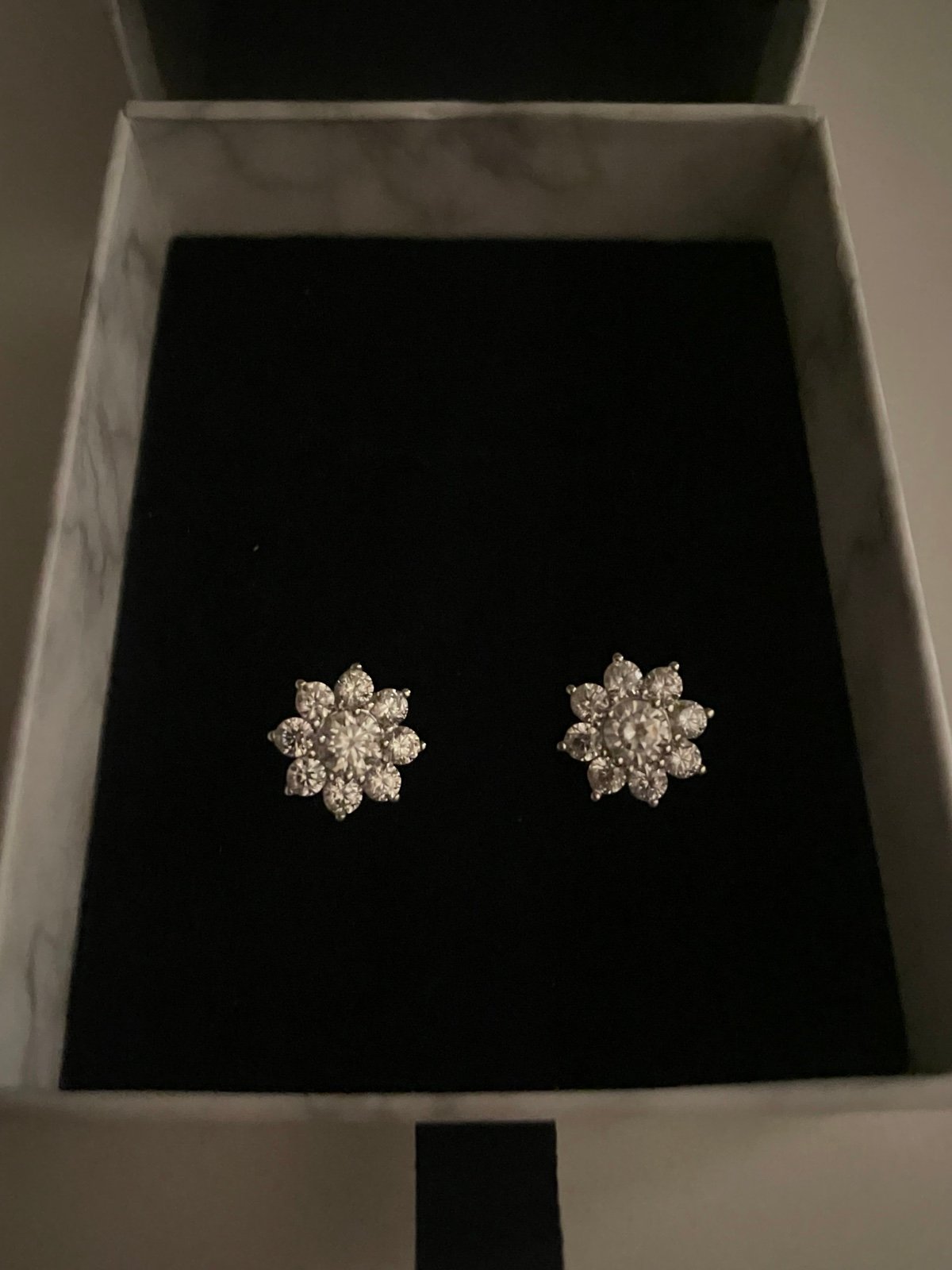 Lab Diamond Flower Earrings
