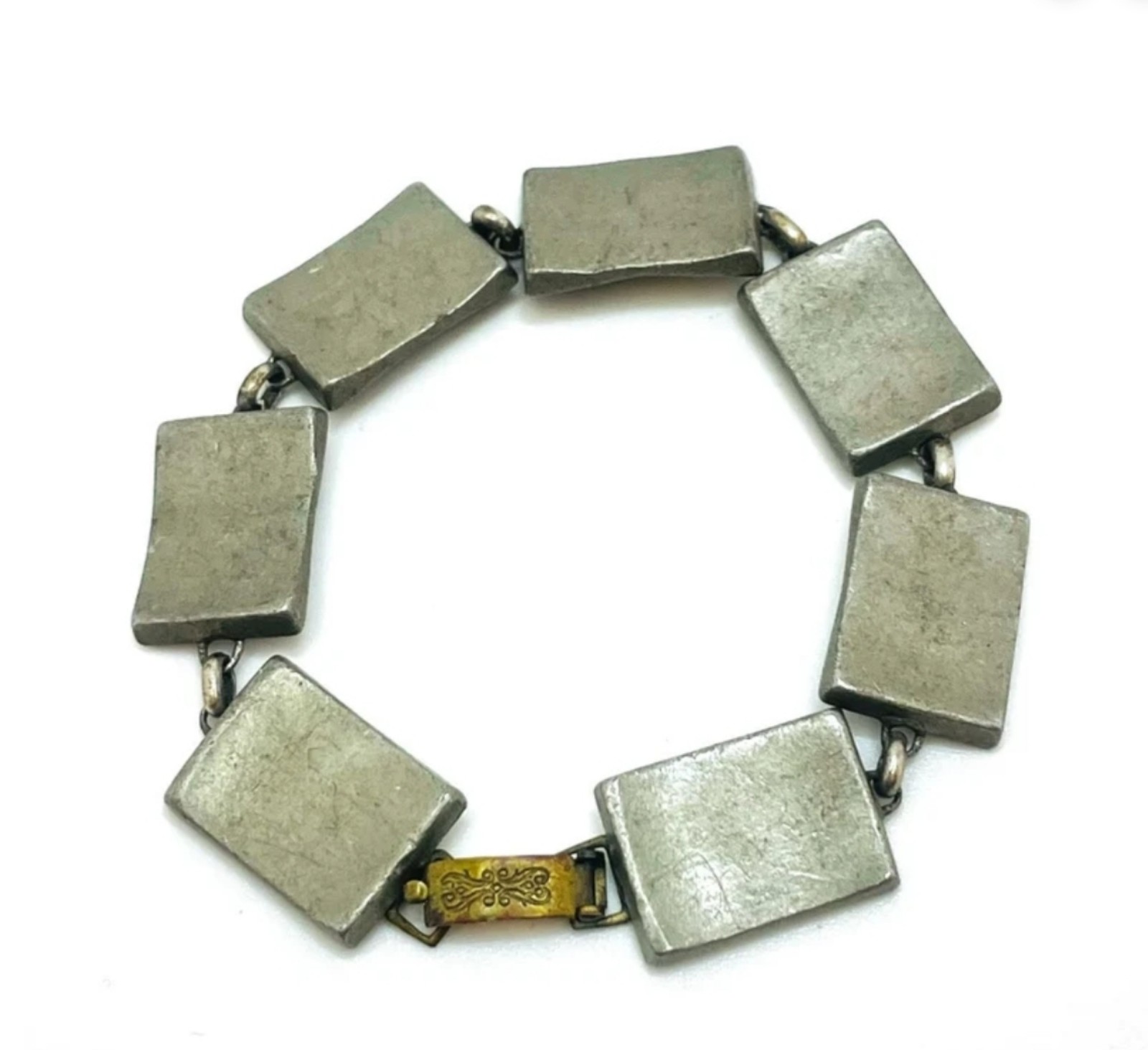B.T. Borje Tennung Sweden Pewter Modernist Brutalist Bracelet - Antique Pewter