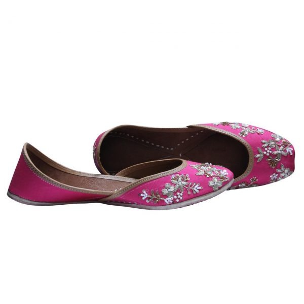 New Fancy Women's Rose Pink Jutti with Zari, Bead and Embroidery Work Sizes 5-9)