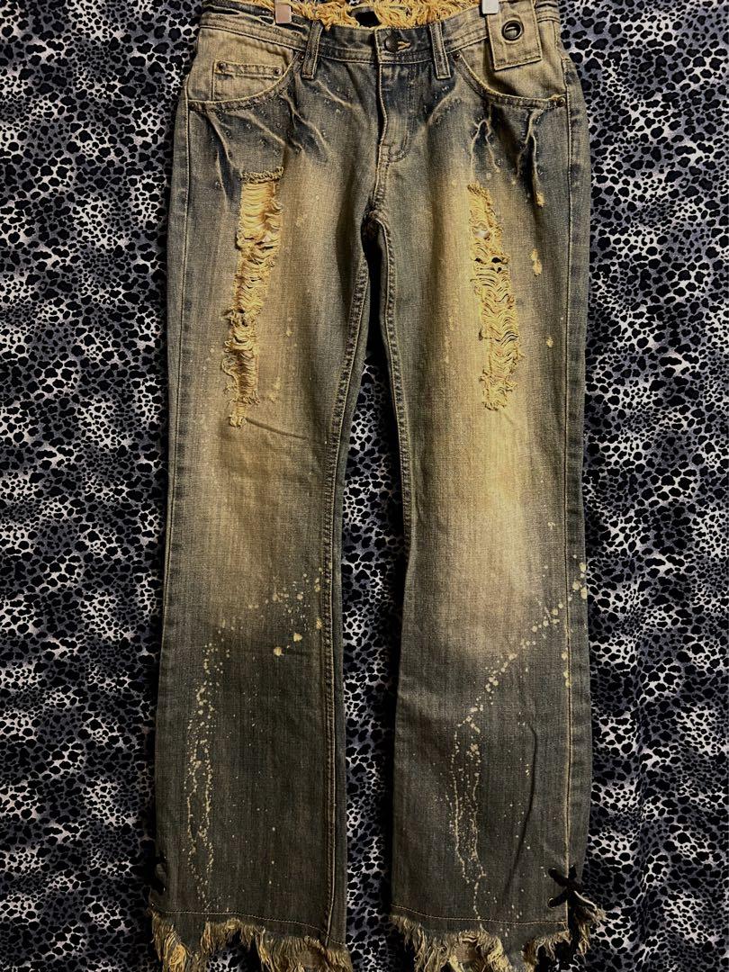 y2k」wide damaged jeans 00s archive