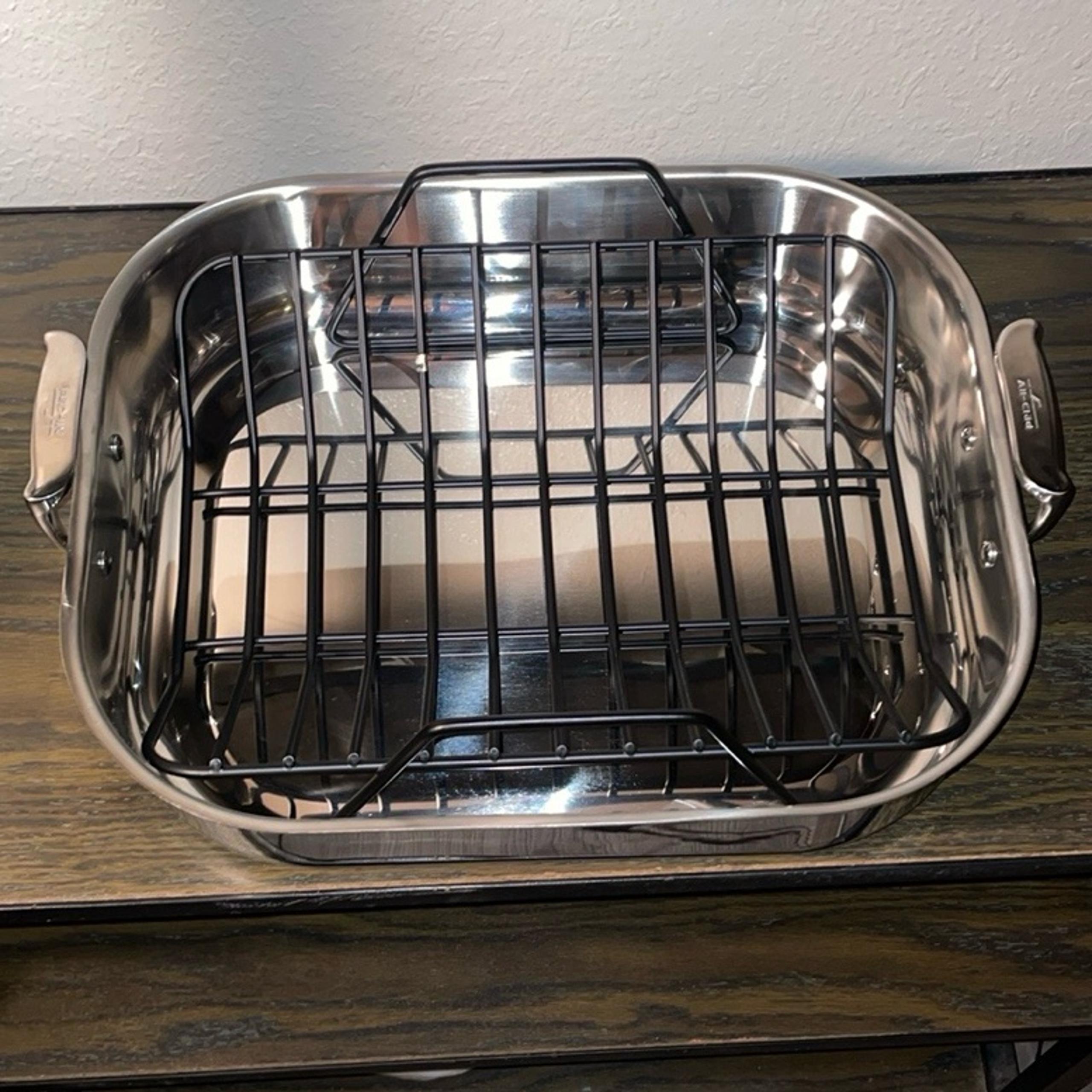 ALL-CLAD Specialty Stainless Steel Roasting Pan Nonstick Rack 16.75”x13.75” EUC