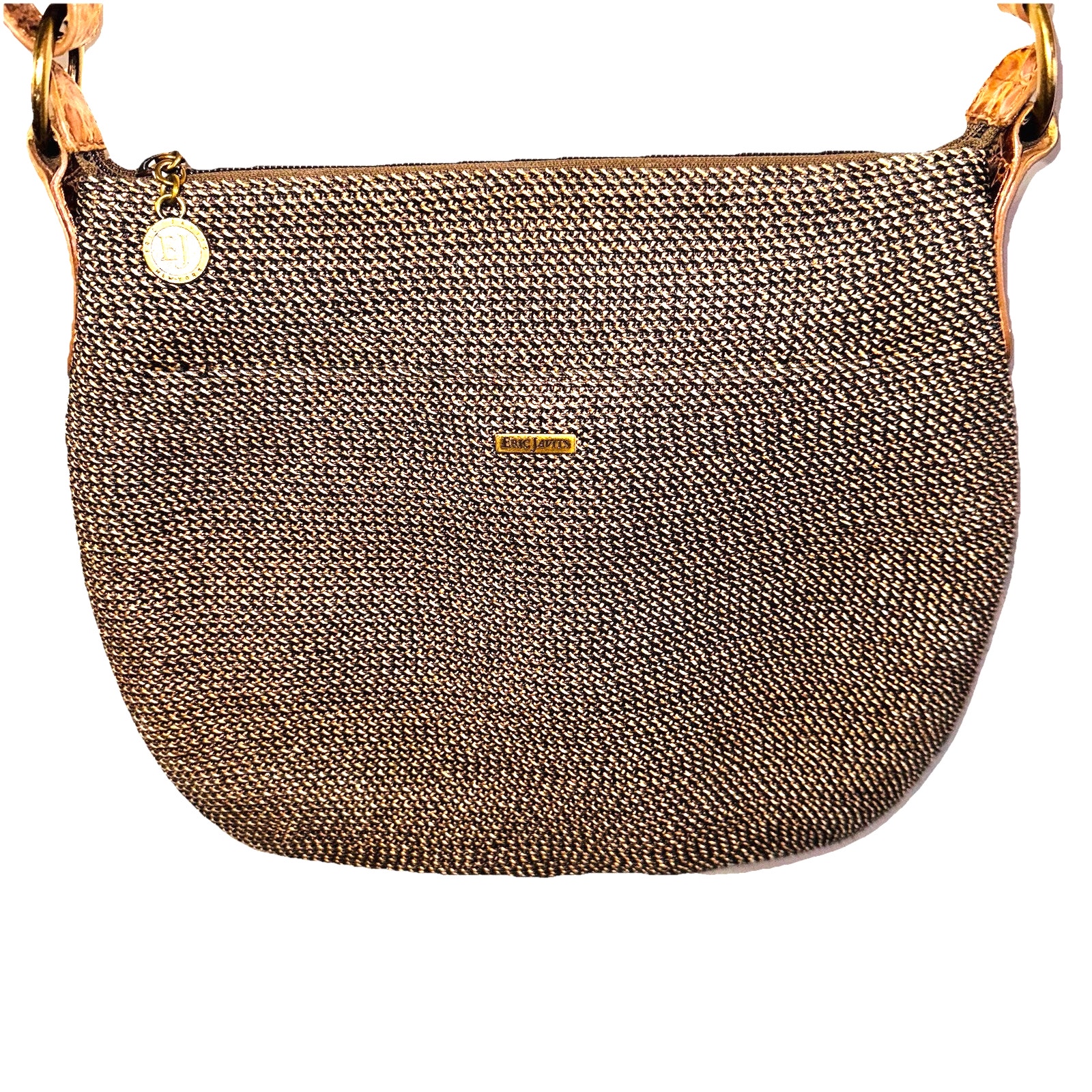 Eric Javits Squishee Straw Shoulder Bag Handbag Women’s Raffia Brown Beige Tan