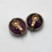 Antique Arts & Crafts Purple Bezel Set Glass Earrings Clip On Sterling Silver