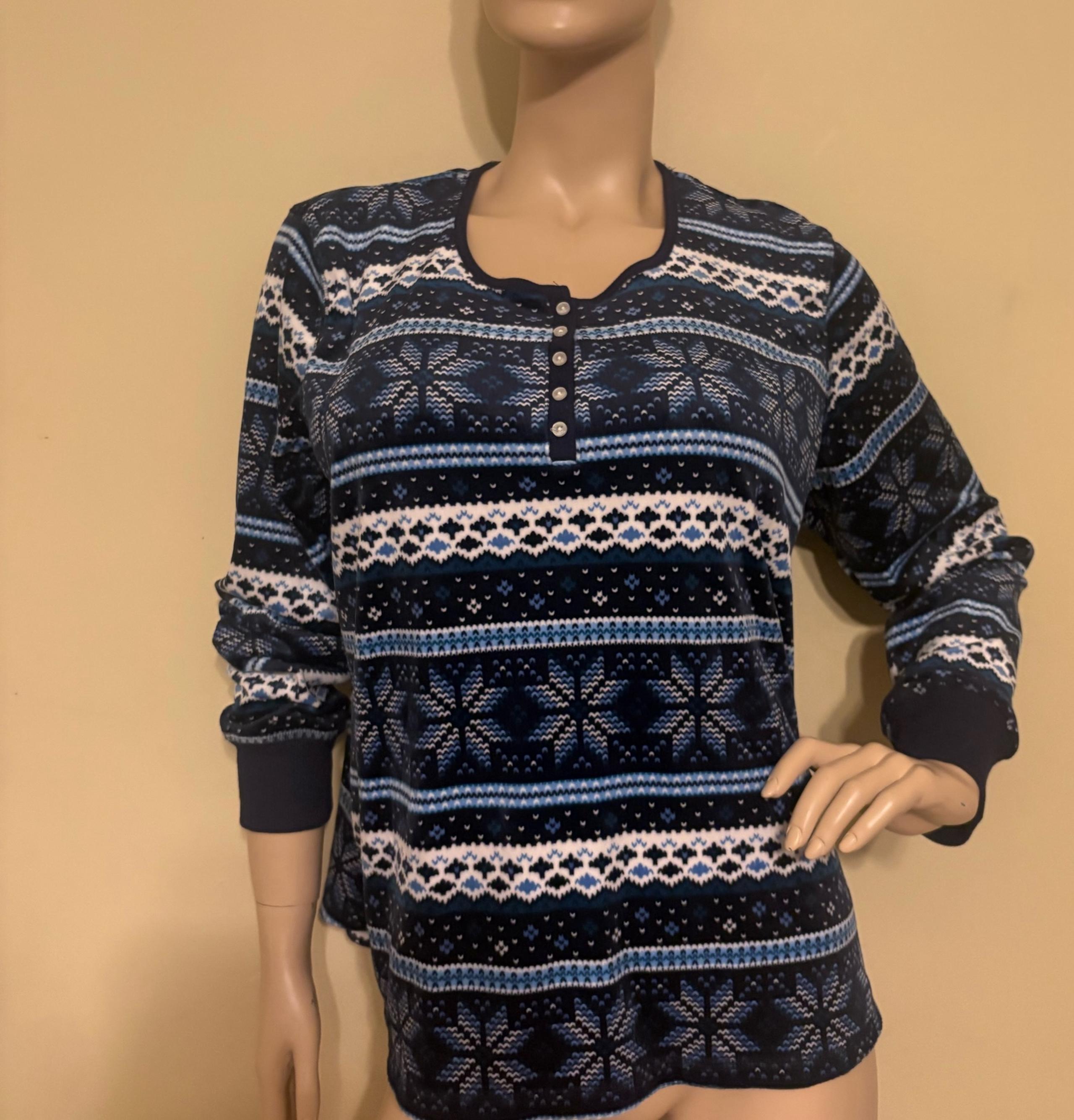 Nautica Women's 2  piece pajama set sleepwear top pj pants XL Navy Blue NEW