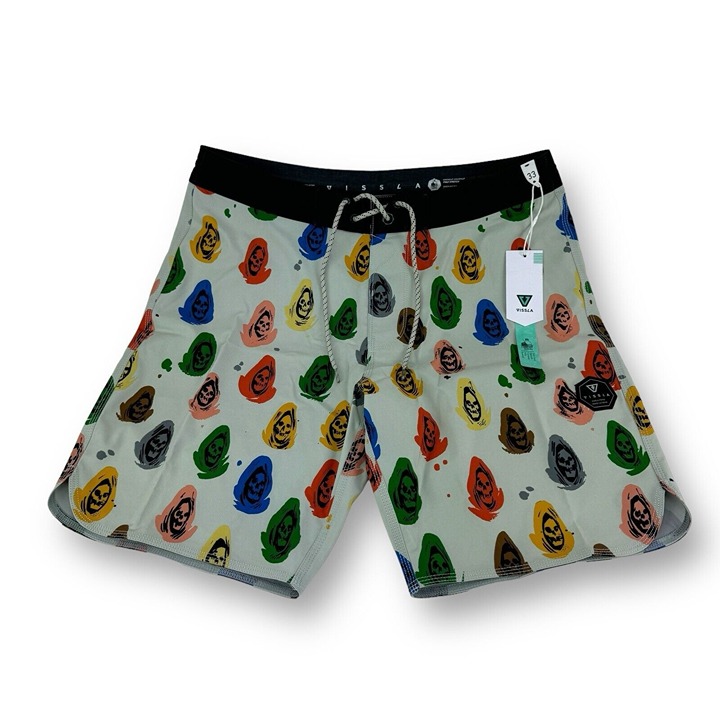 NWT Vissla x Nathan Kostechko Lost Souls Gray Boardshorts Mens Size 33x9