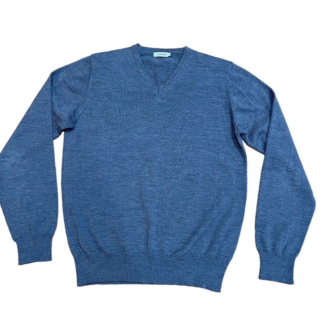 J. Lindeberg Mens Fine Merino Wool V-Neck Sweater Size Large L Gray Excellent