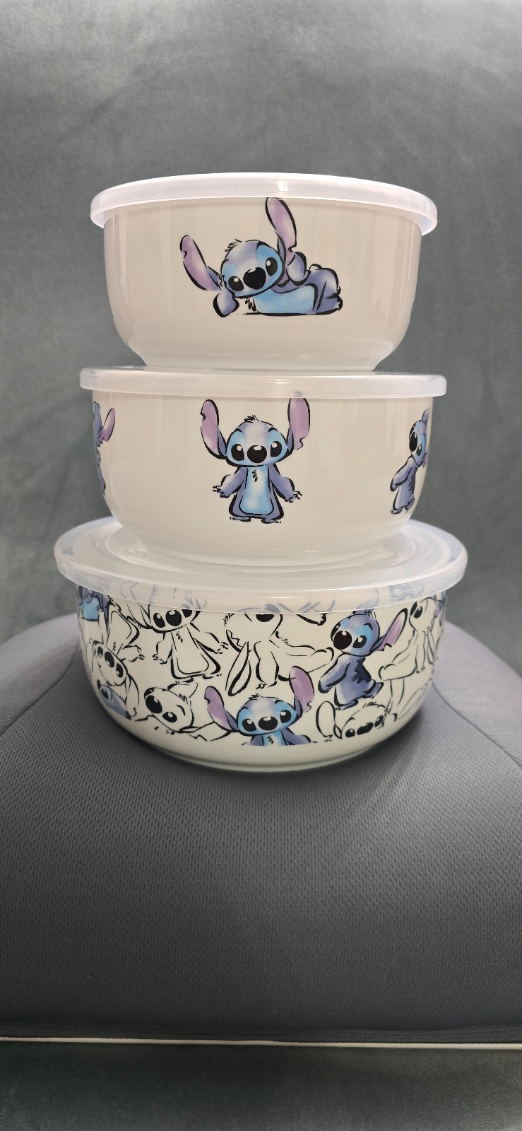 Disney Stitch storage container bowl with lid 3pc