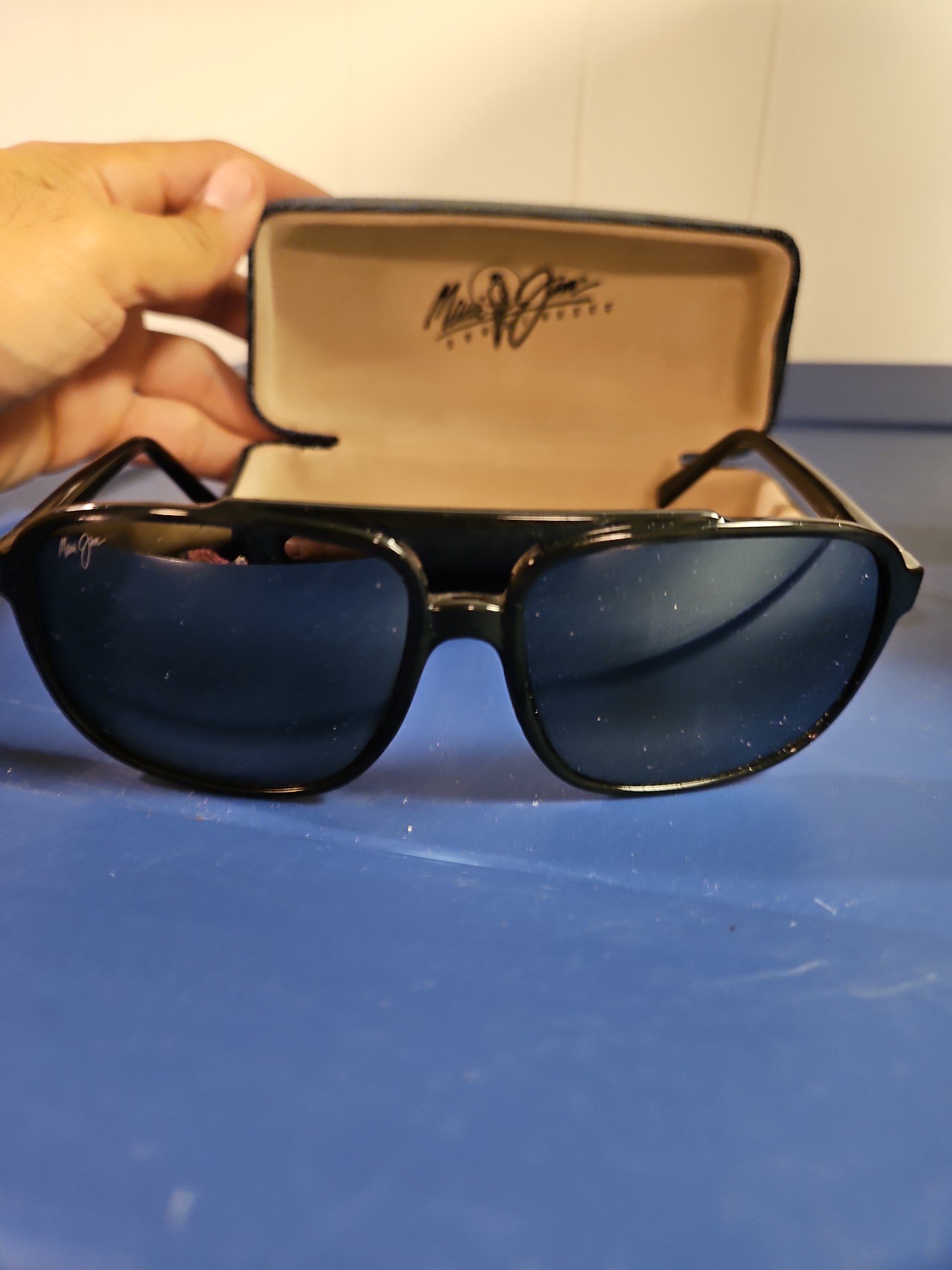 Maui Jim black silver mirror shaded Sunglasses